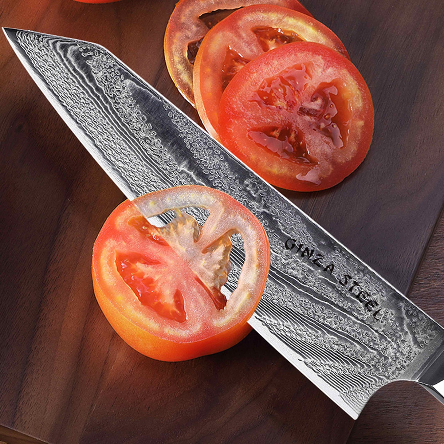 KATANA FIVE | Essential 5 pcs Knife set | 4 Knives with Magnetic Wood Block Ginza Steel