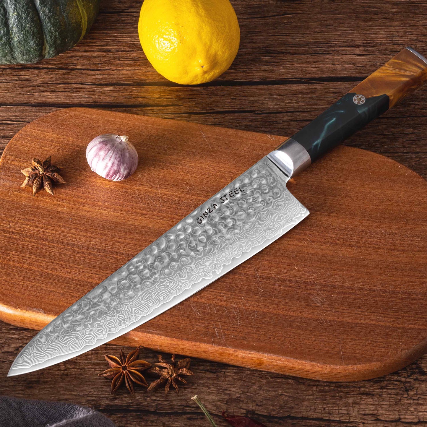 Kaze Katana |  Chef Knife 8" Damascus VG10 Steel 67 layer Ginza Steel