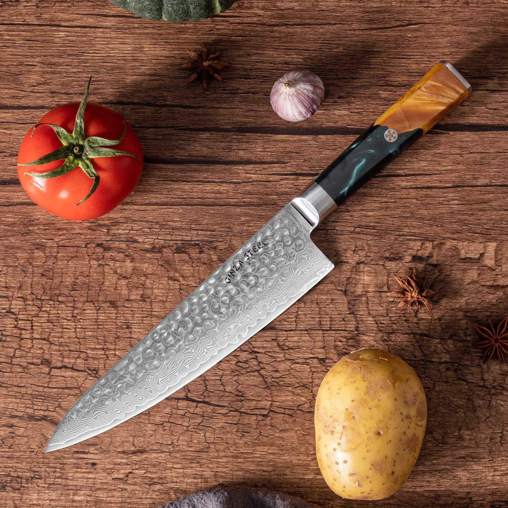 Kaze Katana |  Chef Knife 8" Damascus VG10 Steel 67 layer Ginza Steel