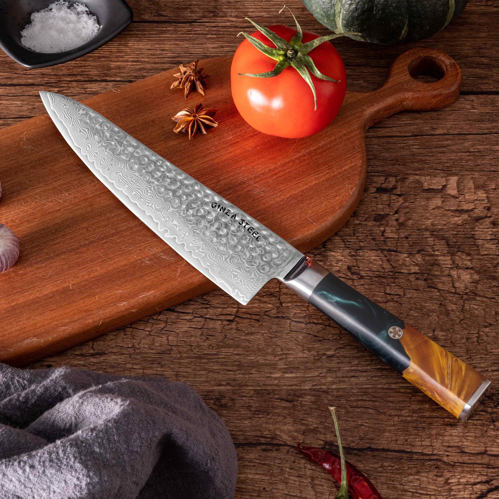 Kaze Katana |  Chef Knife 8" Damascus VG10 Steel 67 layer Ginza Steel