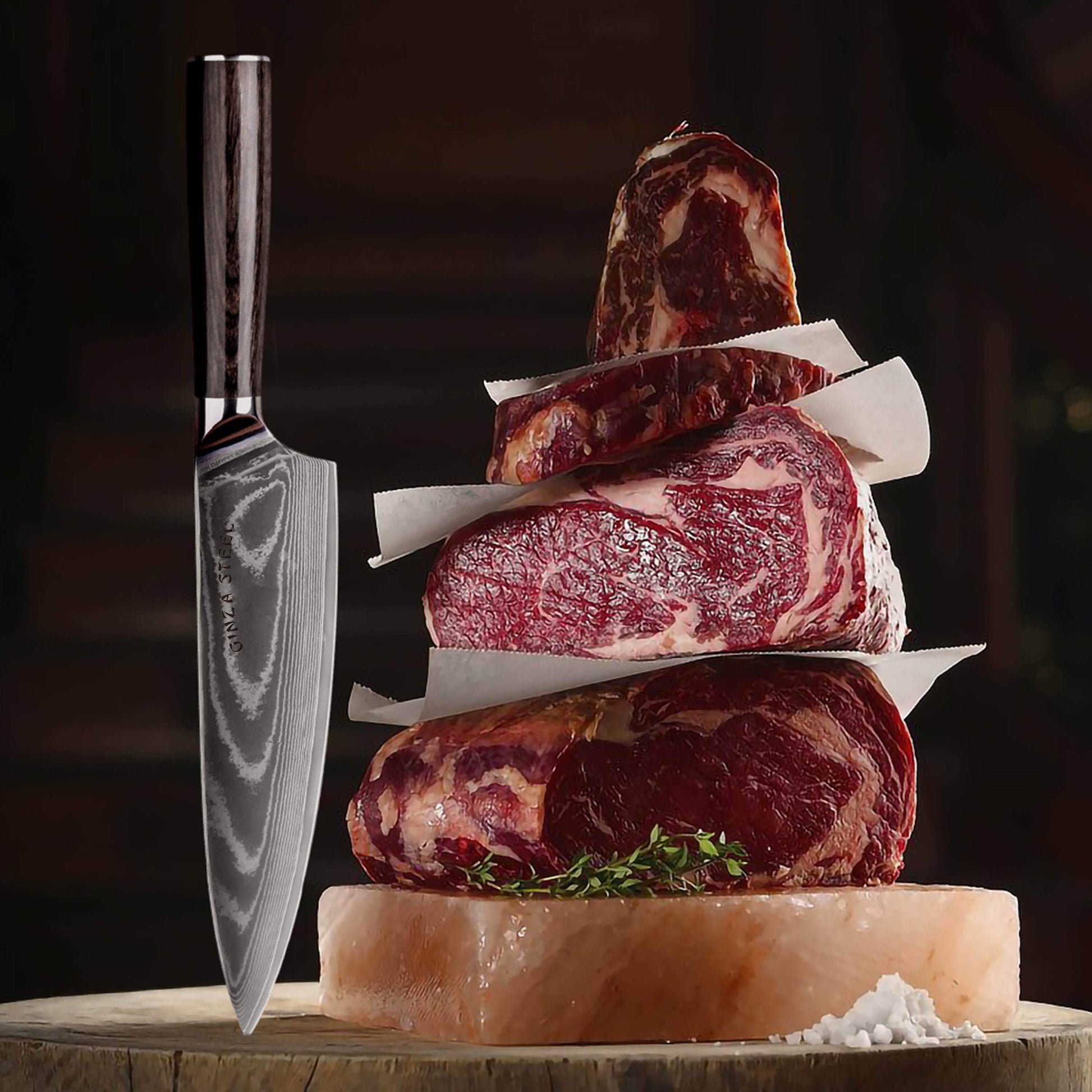 LUCIA 20 | Chef Knife 8Cr18Mov Steel Core / Pakka wood handle Ginza Steel