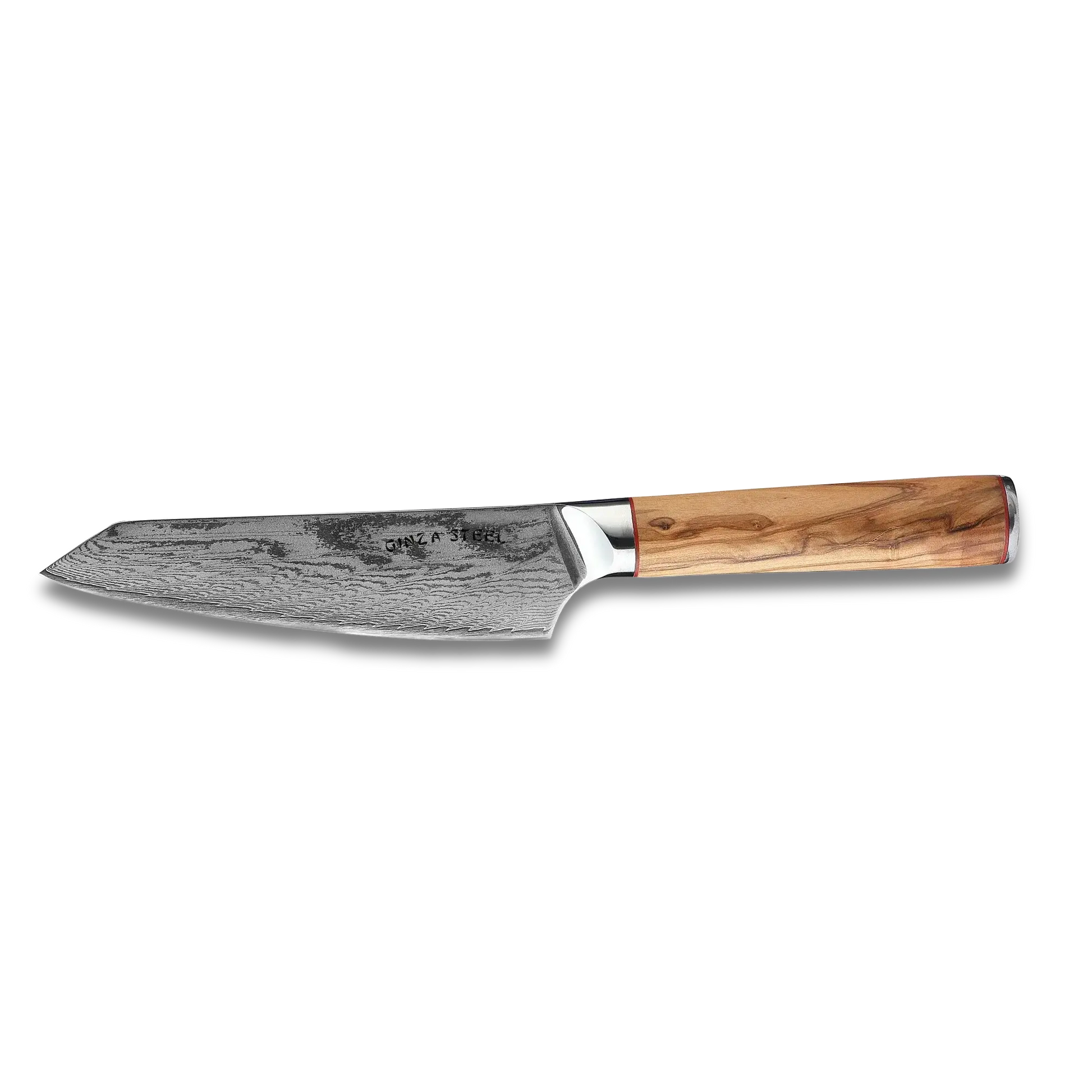 Ginza Steel MIA 17 Chef Knife 6.5” – Damascus AUS10 Steel, 67-Layer, Olive Wood Handle Ginza Steel