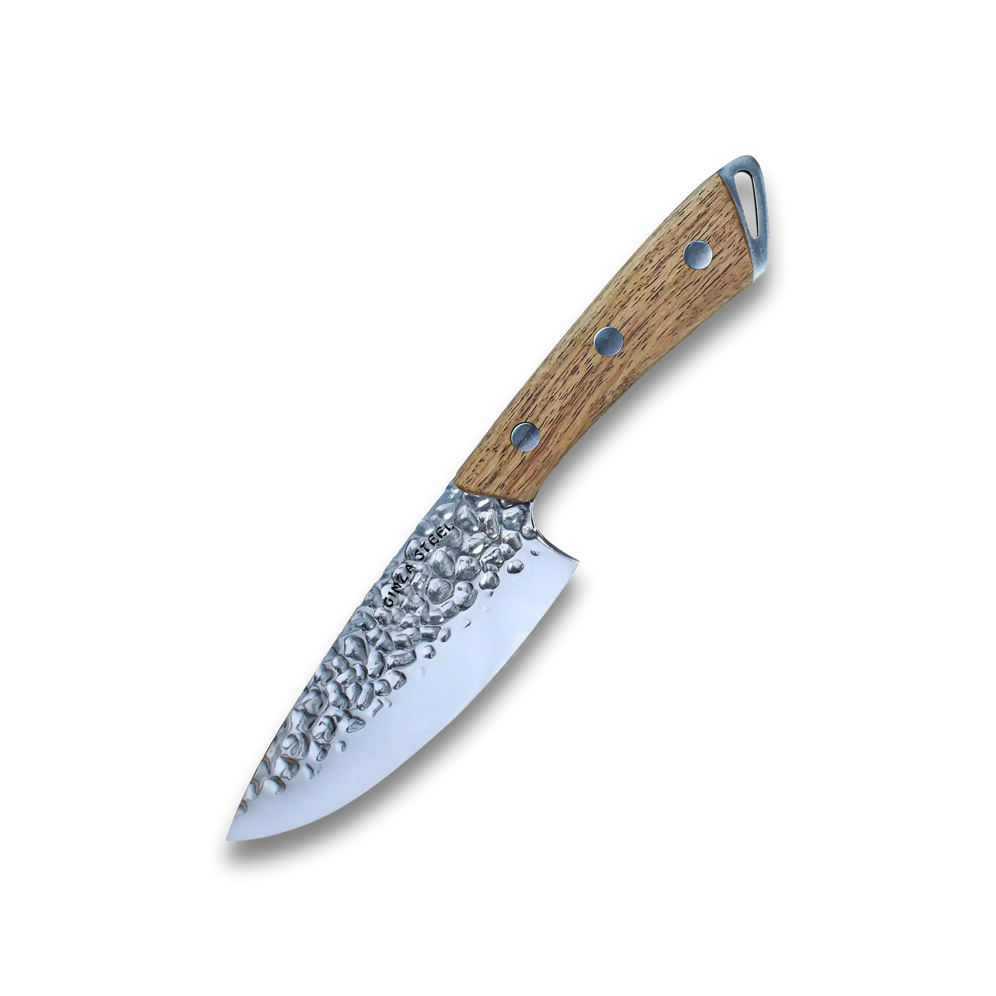 SHINOBI | Chef Knife 5-inch AUS8 hammered blade with Wood handle Ginza Steel