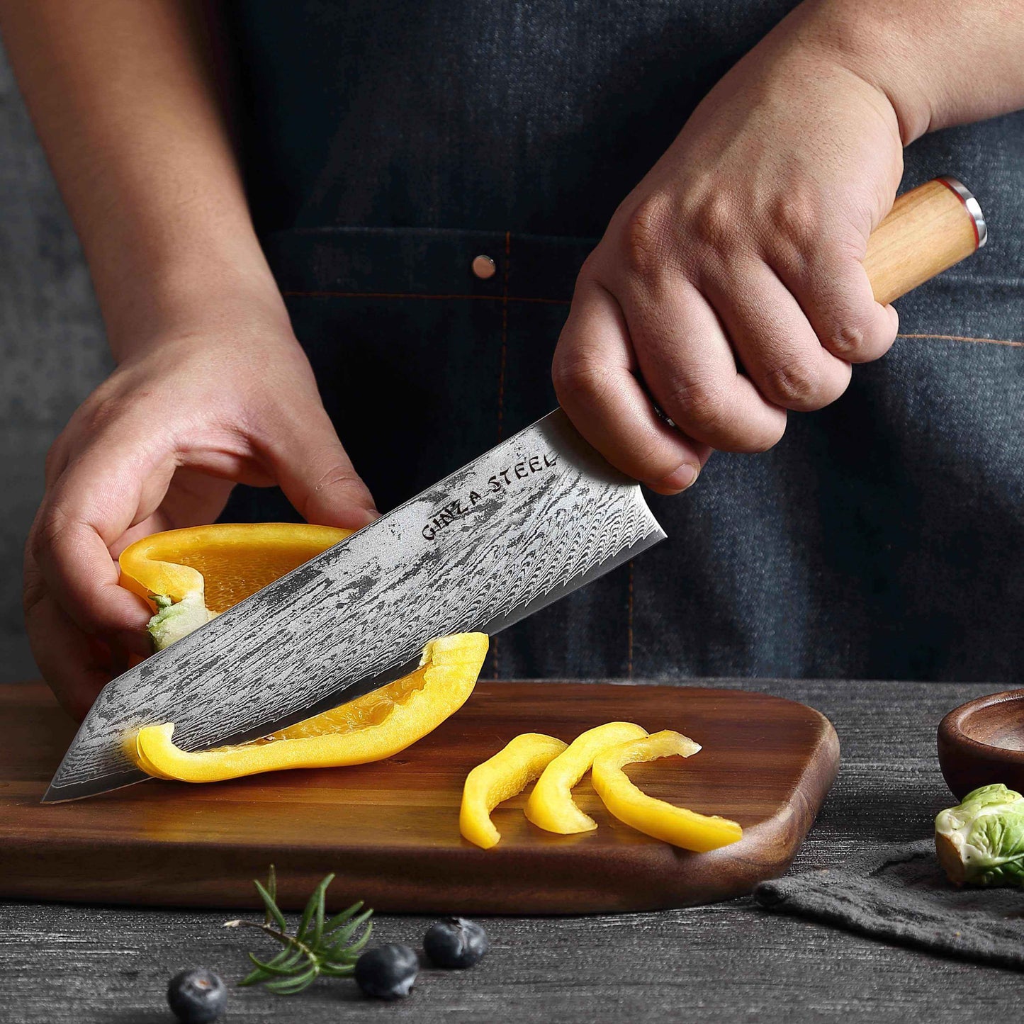 Ginza Steel KC Series MIA FIVE – 5-Piece Essential Knife Set with Magnetic Wood Block Ginza Steel