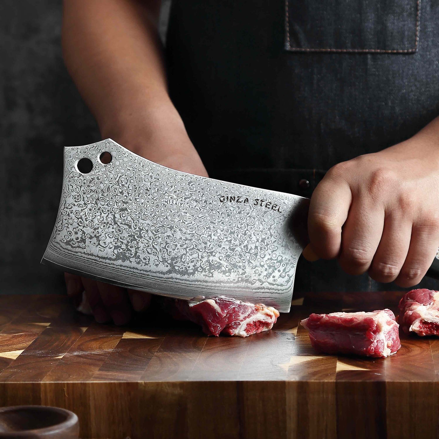 HAGAKURE Y | Chopping Knife 7" Damascus AUS 10 Steel Ginza Steel