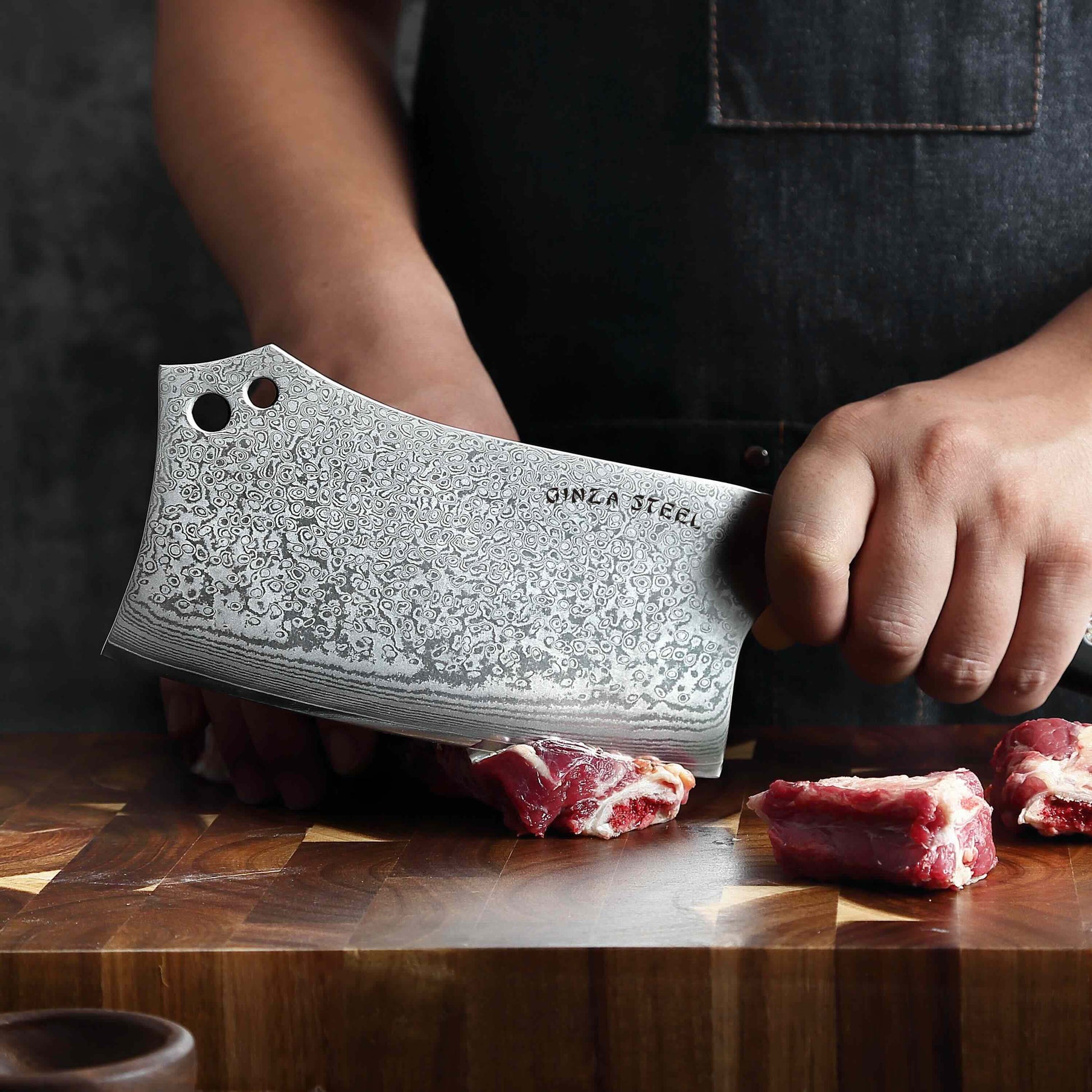 HAGAKURE Y | Chopping Knife 7" Damascus AUS 10 Steel Ginza Steel