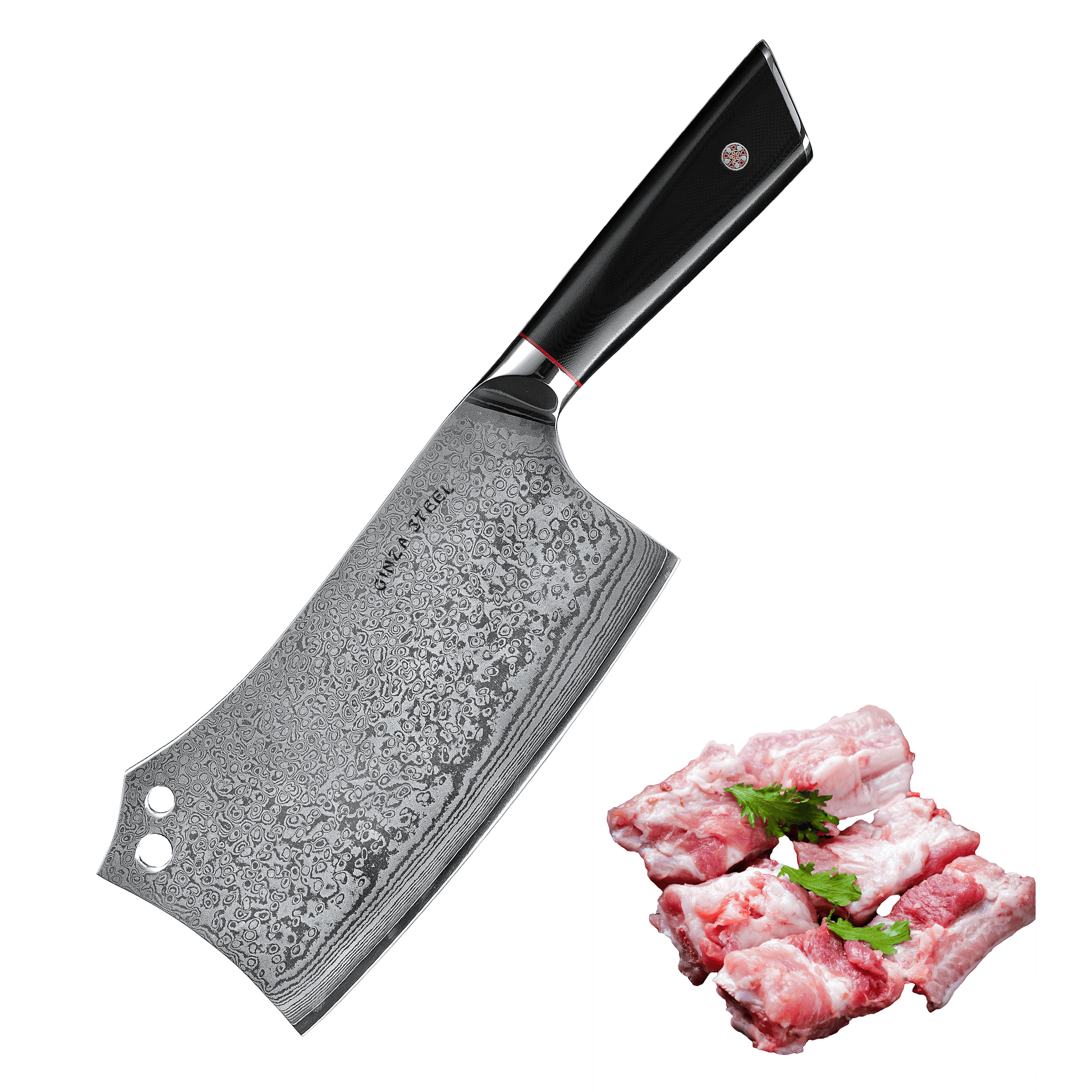 HAGAKURE Y | Chopping Knife 7" Damascus AUS 10 Steel Ginza Steel