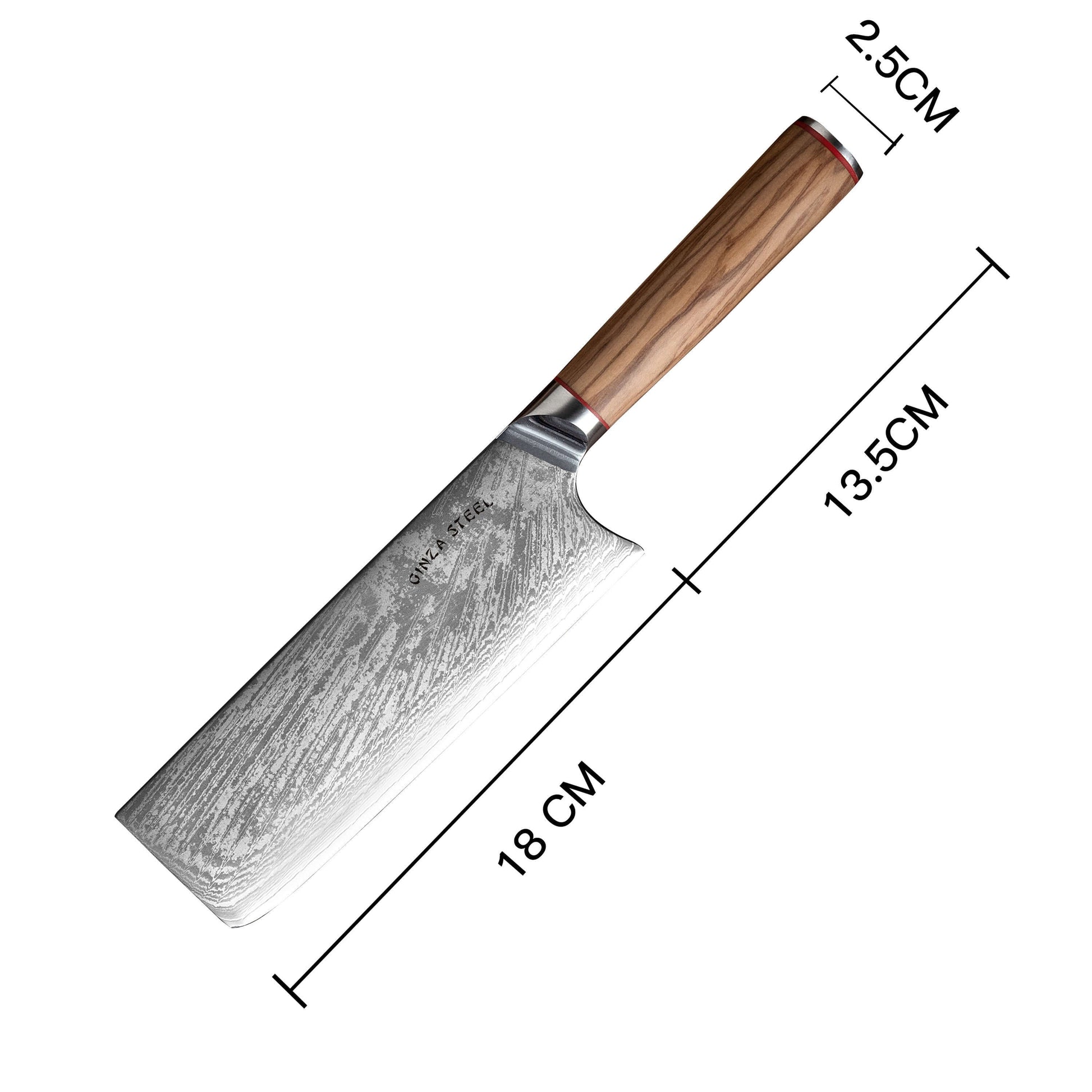 MIA X | Cleaver Knife 7" Damascus AUS10 Steel 67 Layer / Olive Wood handle Ginza Steel