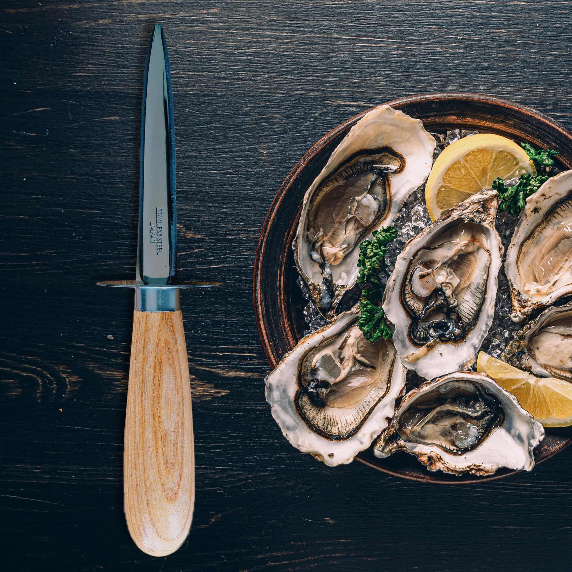 Ginza Steel | Oyster Knife Stainless Steel Wood handle 205mm Ginza Steel