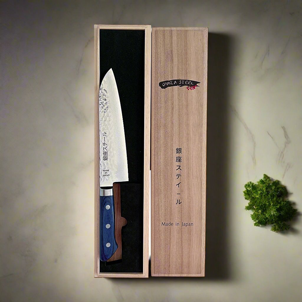 KASUMI 180- Damascus VG10 Santoku Knife 180mm-RB Ginza Steel