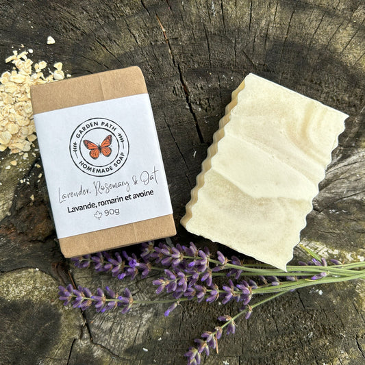 Lavender, Rosemary & Oats Bar Soap | 100% Natural Exfoliating Soap with Essential Oils