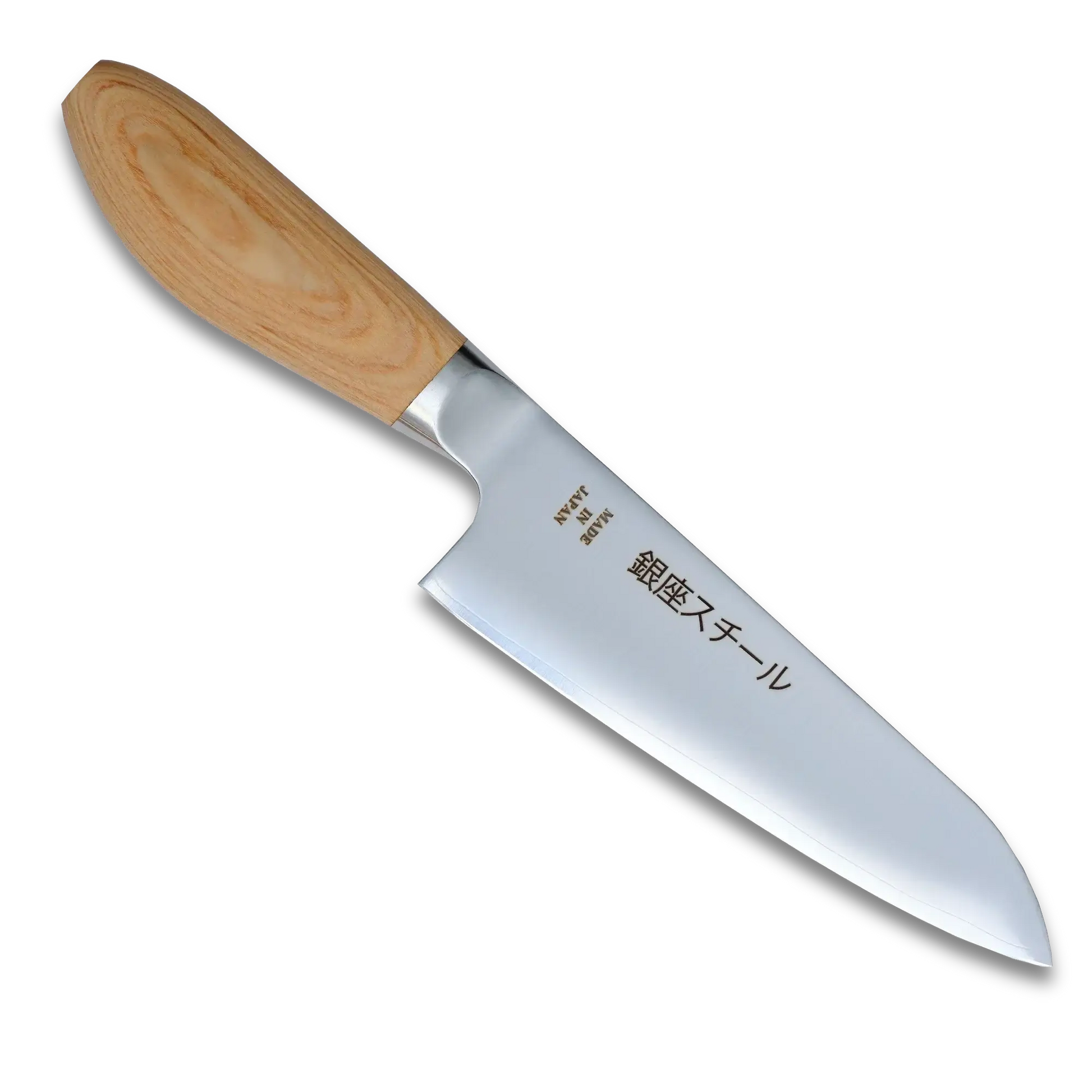 MATSUE 165 - MV Stainless Steel Santoku Knife 165mm/Natural Wood Handle Ginza Steel