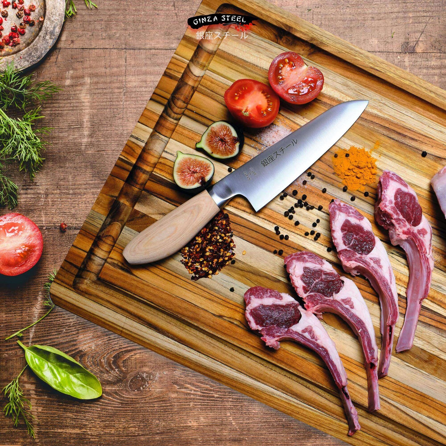 MATSUE 165 - MV Stainless Steel Santoku Knife 165mm/Natural Wood Handle Ginza Steel