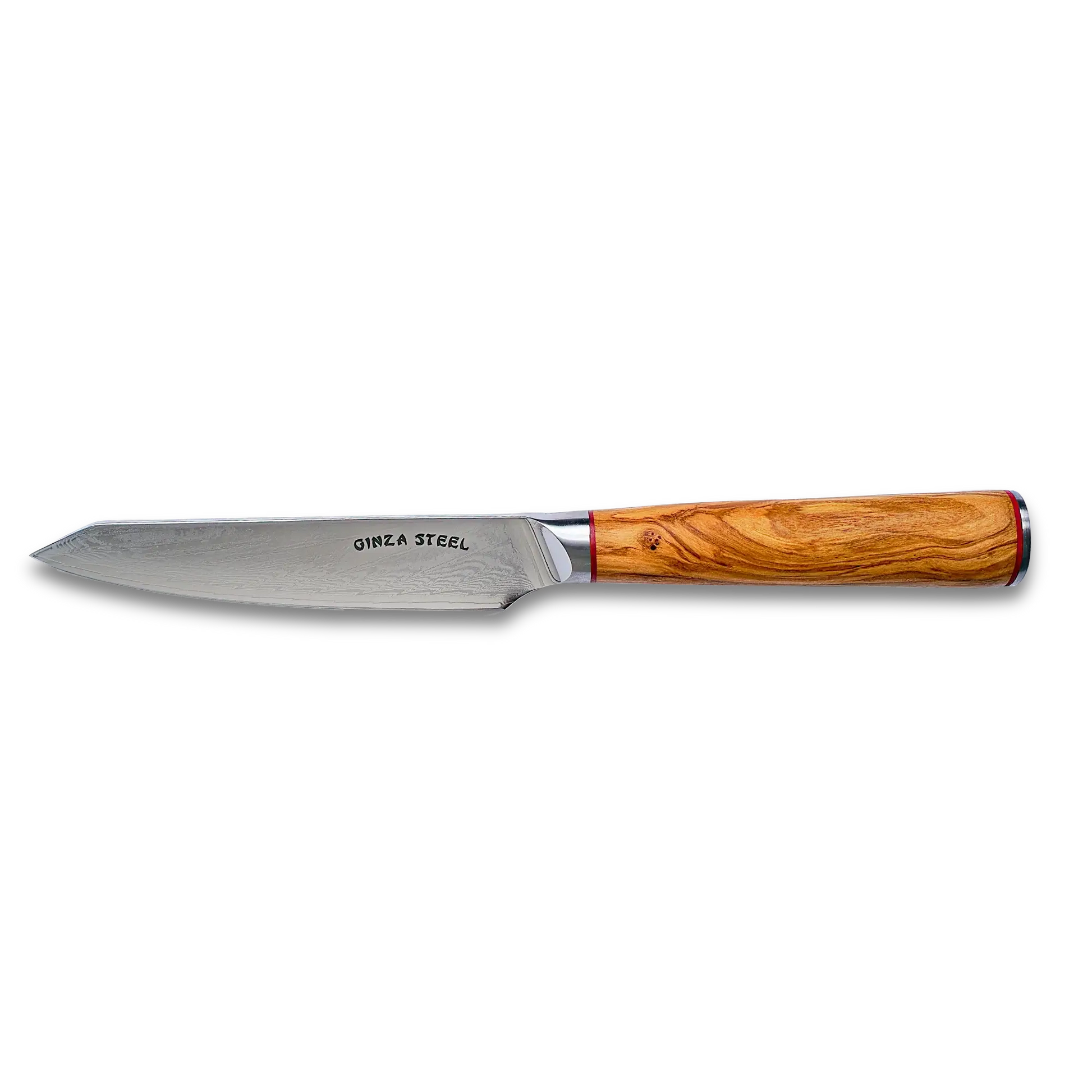 Ginza Steel MIA 12 Utility Knife 5” – Damascus AUS10, 67-Layer, Olive Wood Handle Ginza Steel