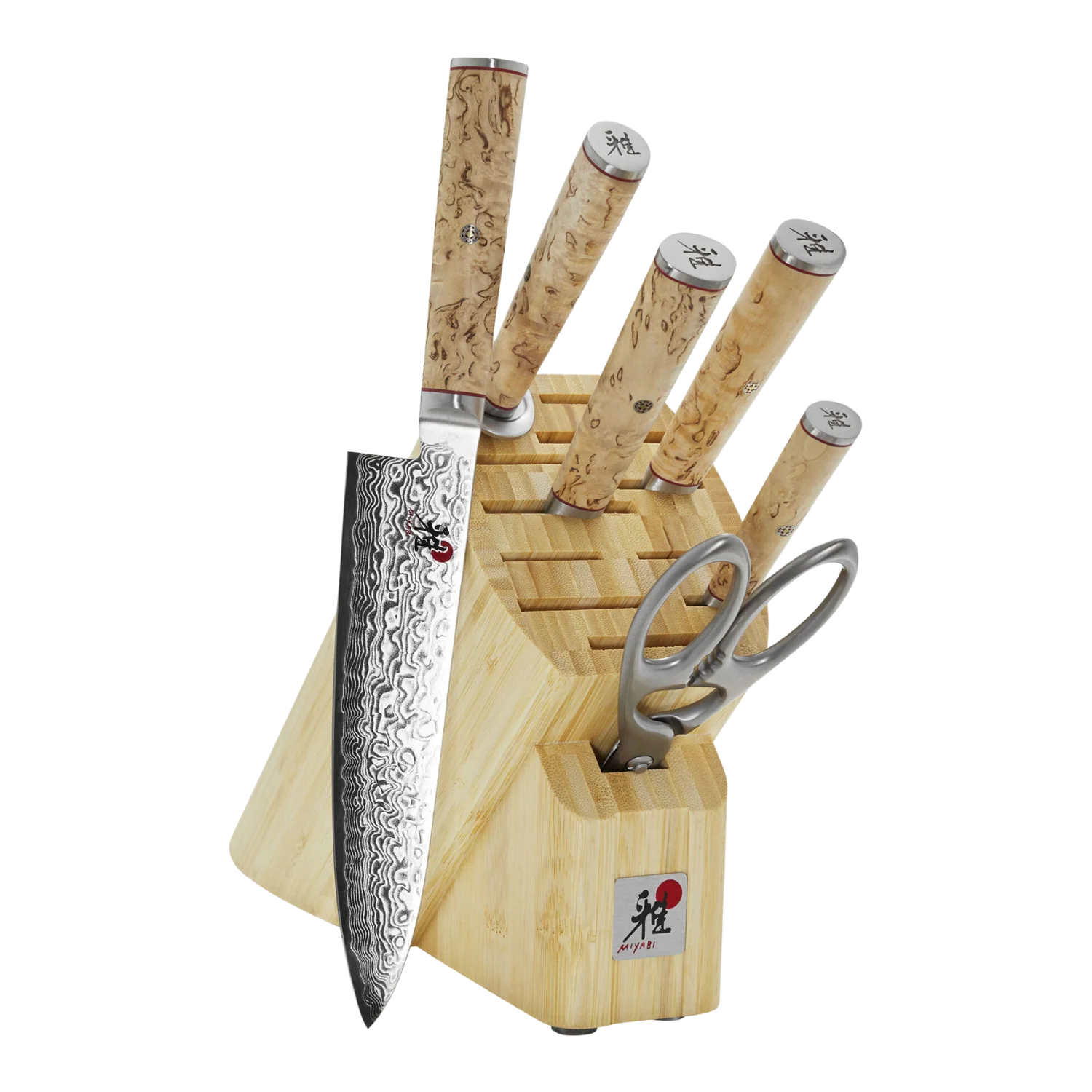 MIYABI 5000 MCD - 7 Piece, Knife block set, brown Ginza Steel