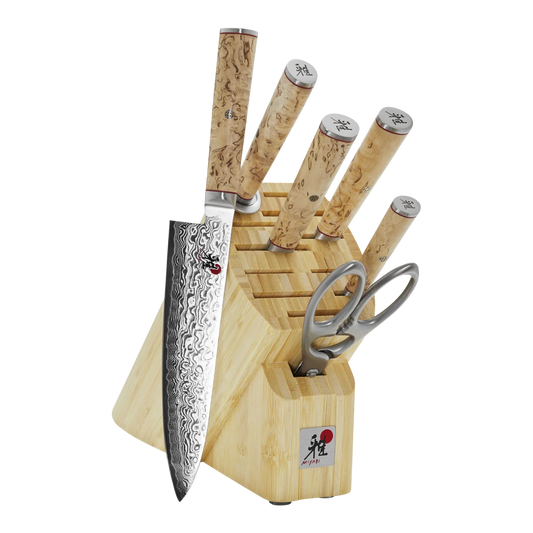 MIYABI 5000 MCD - 7 Piece, Knife block set, brown Ginza Steel