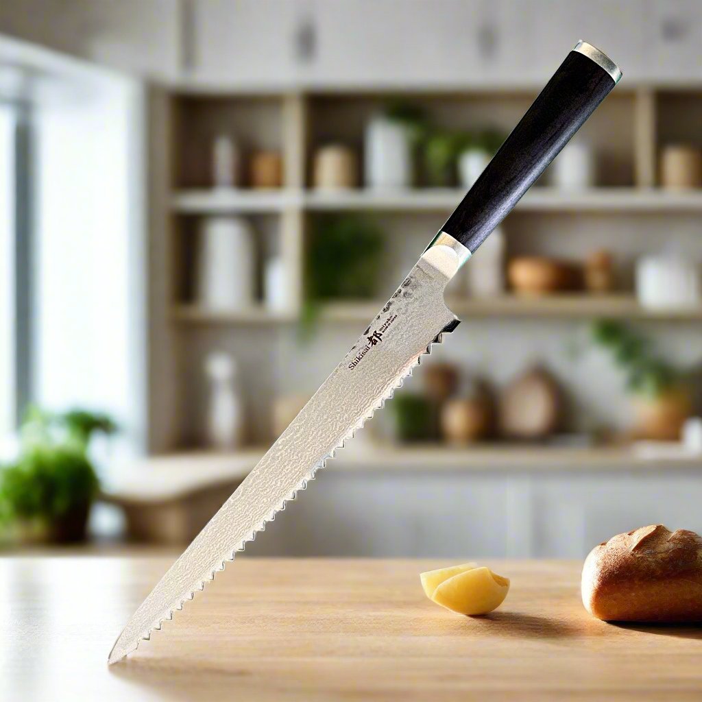Miyako SUS 240mm Bread Slicer | 33 Layer Damascus Steel Blade  – Made in Japan Ginza Steel