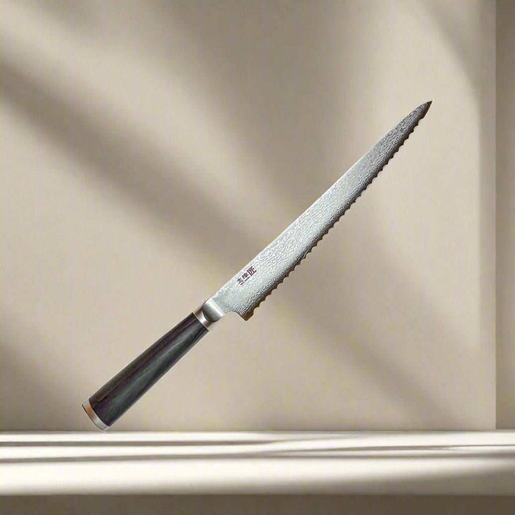 Miyako SUS 240mm Bread Slicer | 33 Layer Damascus Steel Blade  – Made in Japan Ginza Steel