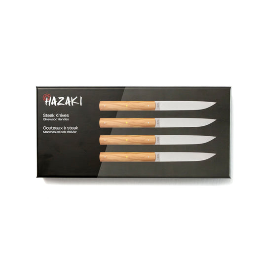 Hazaki Steak Knives 4 pc Kit - Olive Wood SHARP Knife Shop