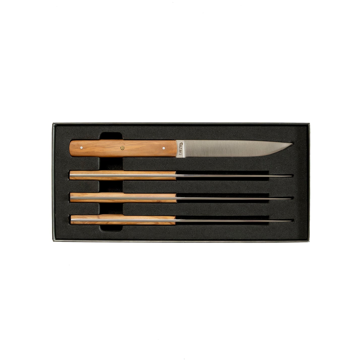 Hazaki Steak Knives 4 pc Kit - Olive Wood SHARP Knife Shop