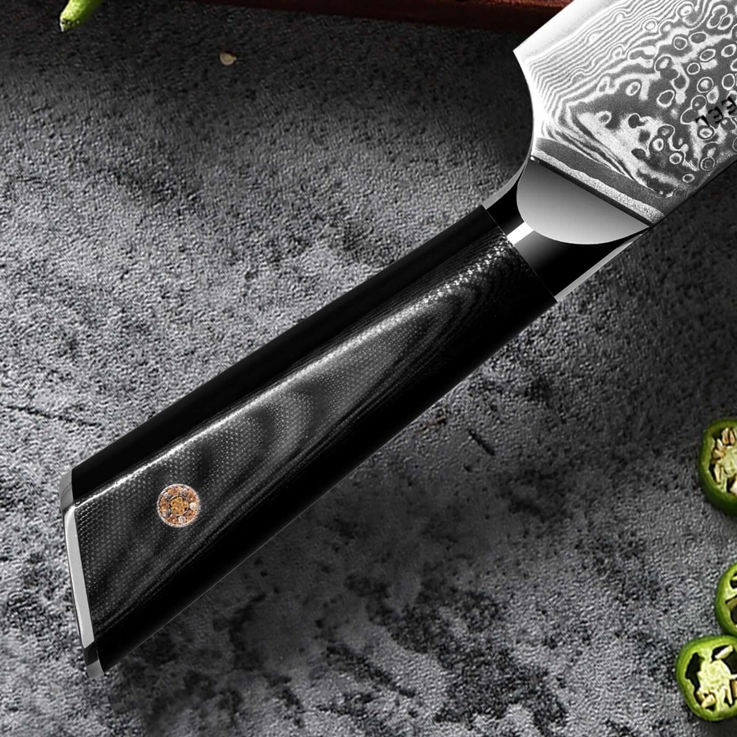 Hagakure 20 - Japanese Santoku Knife 8" - VG10 Damascus Steel Ginza Steel