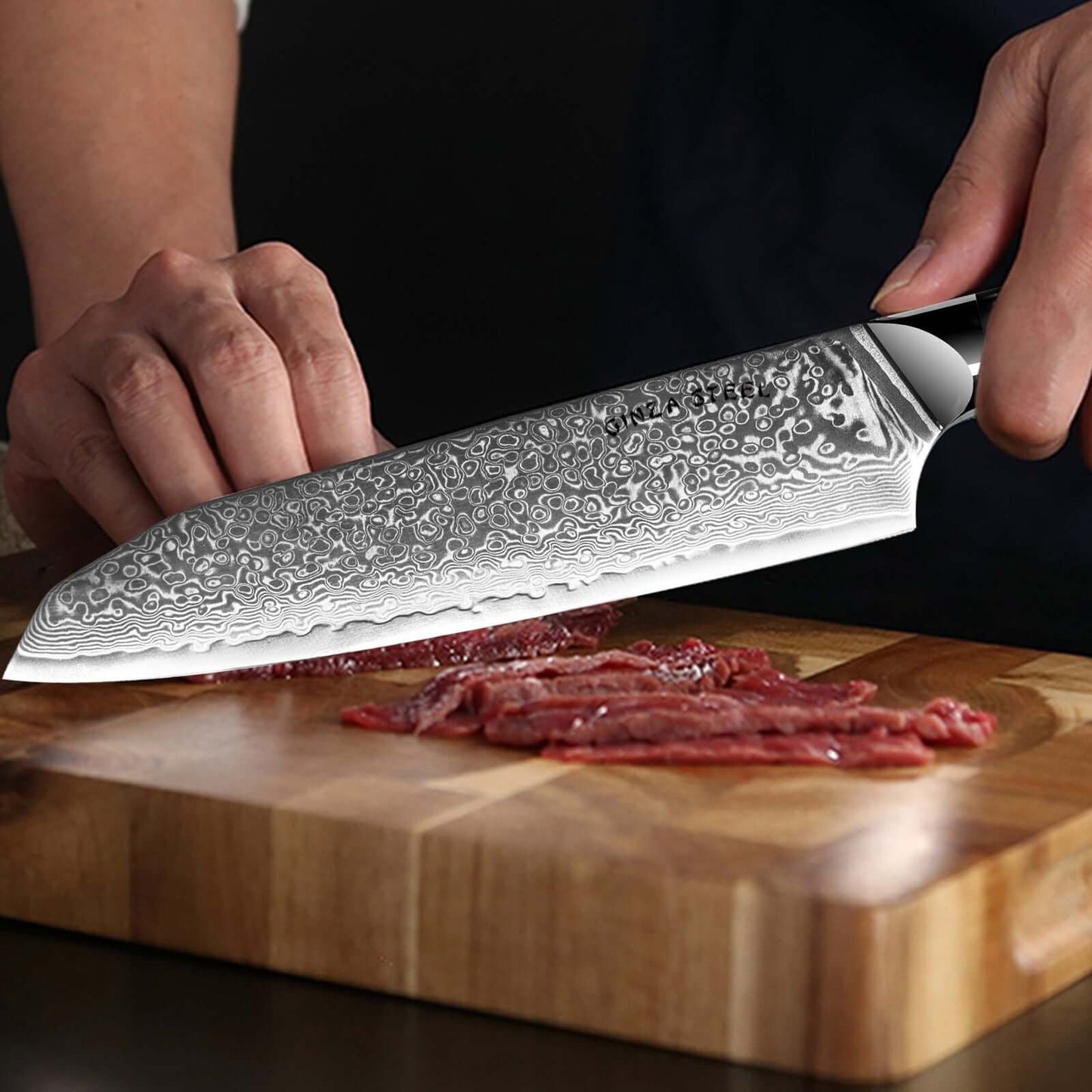 Hagakure 20 - Japanese Santoku Knife 8" - VG10 Damascus Steel Ginza Steel