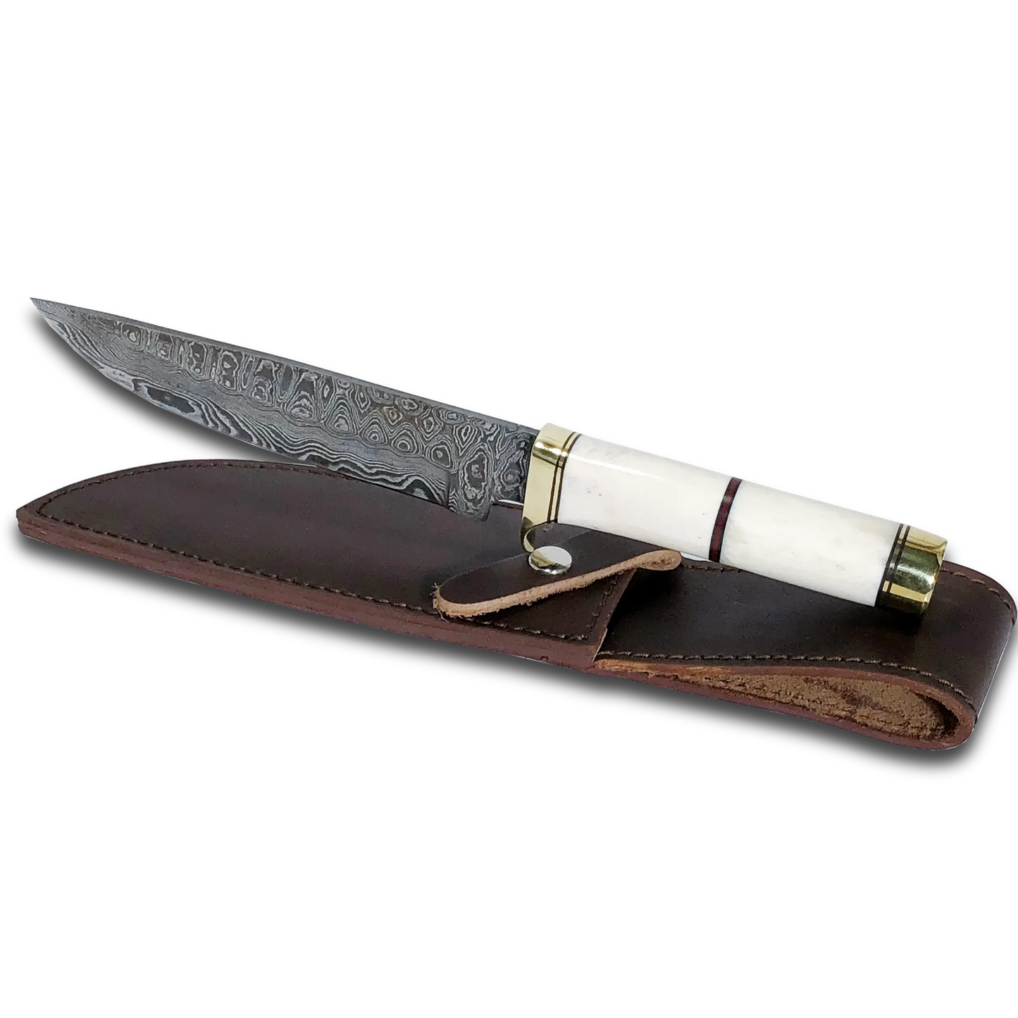 Haruto Bowie Knife - Camel Bone Handle 7.5 inch with Original leather Sheath Ginza Steel