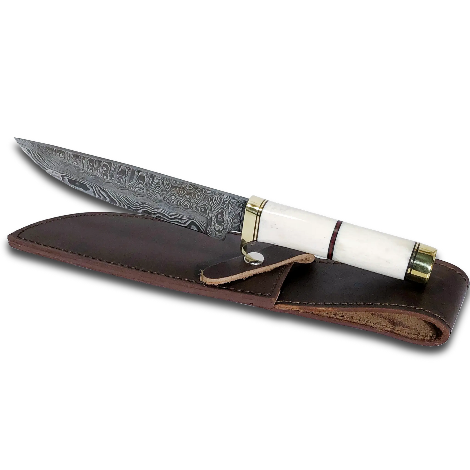 Haruto Bowie Knife - Camel Bone Handle 7.5 inch with Original leather Sheath Ginza Steel