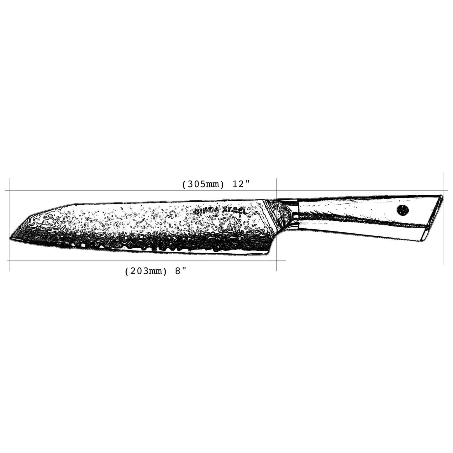 Hagakure 20 - Japanese Santoku Knife 8" - VG10 Damascus Steel Ginza Steel