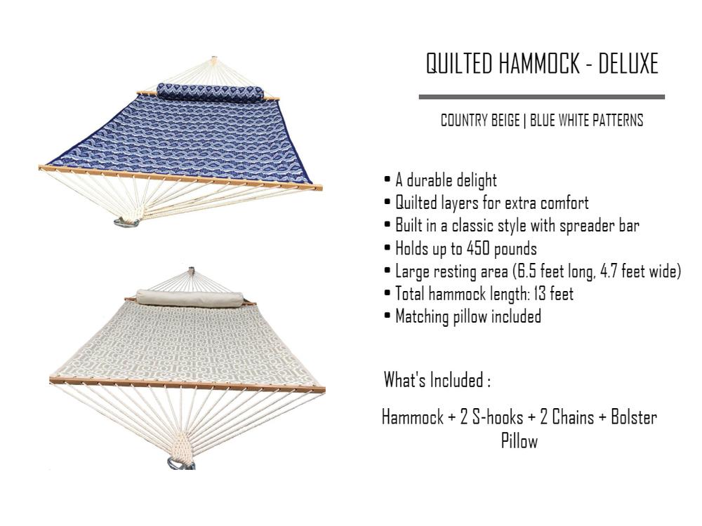 Deluxe Quilted Hammock with 3-Beam Stand Hammock Universe Canada