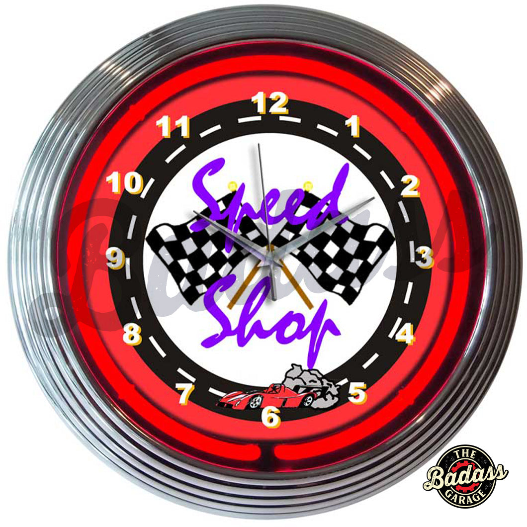 Badass Speed Shop Neon Clock