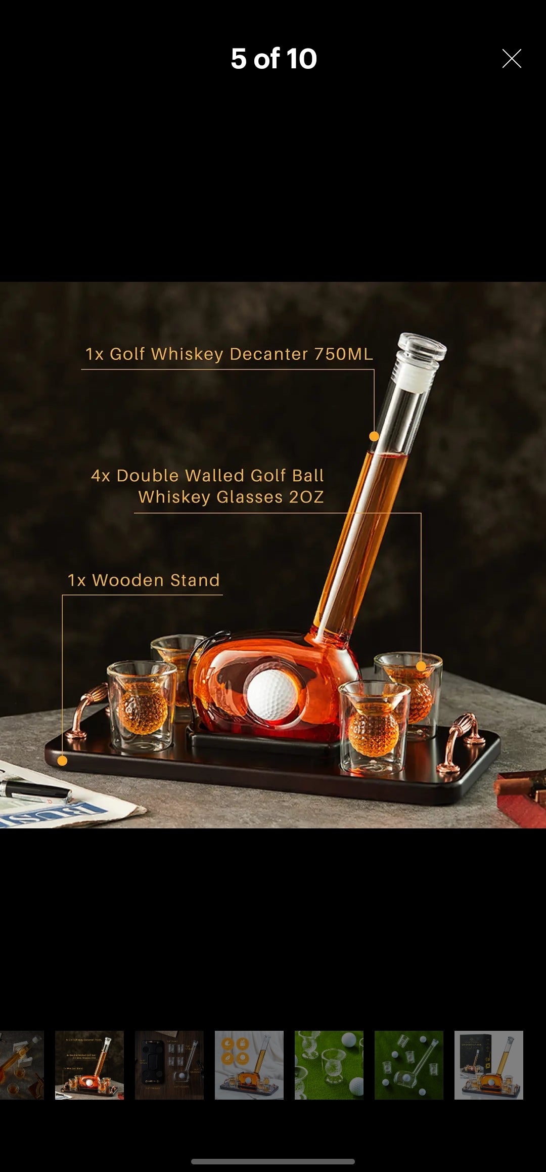 Golf Whisky Decanter Club and Ball