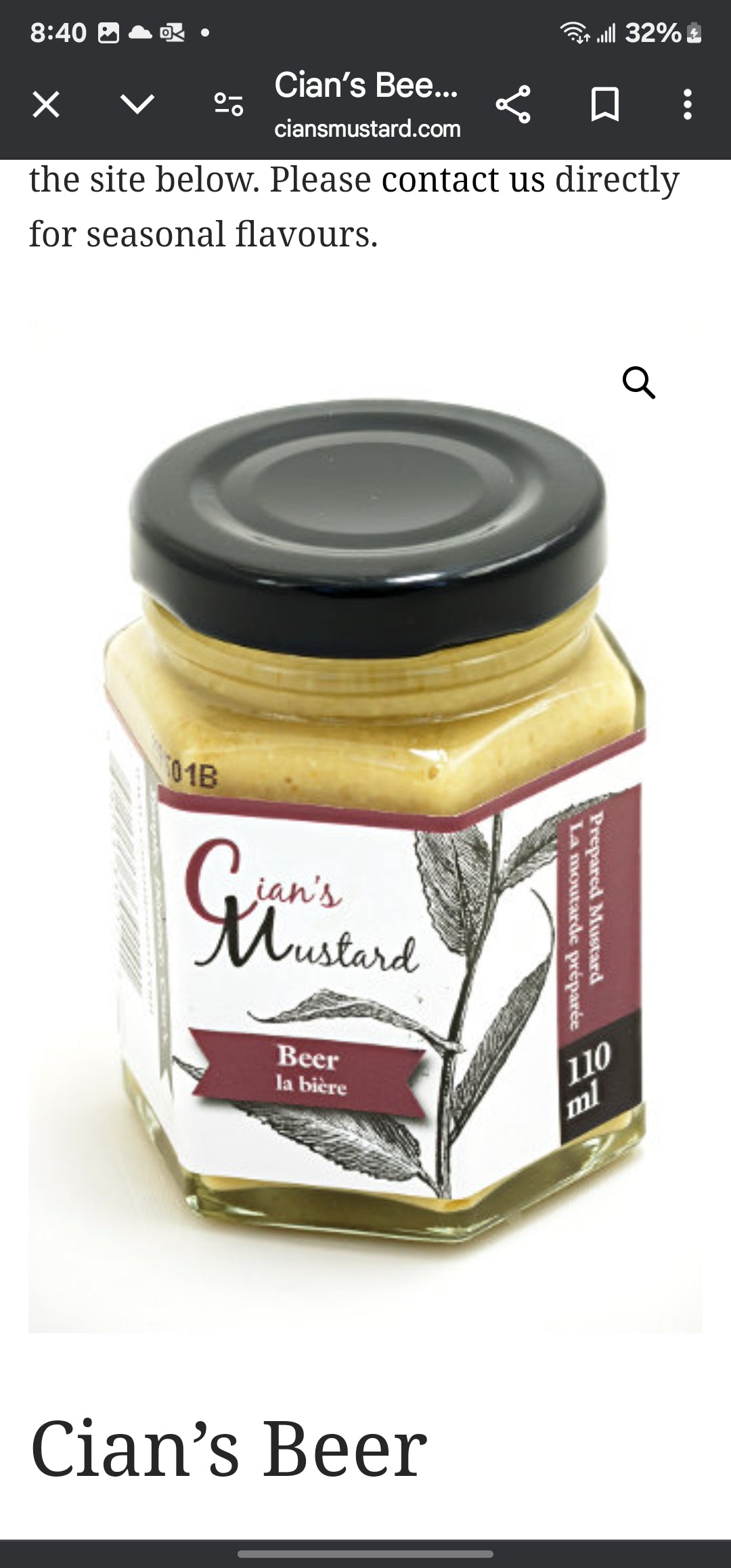 Cians Beer Mustard 110 ml 🇨🇦