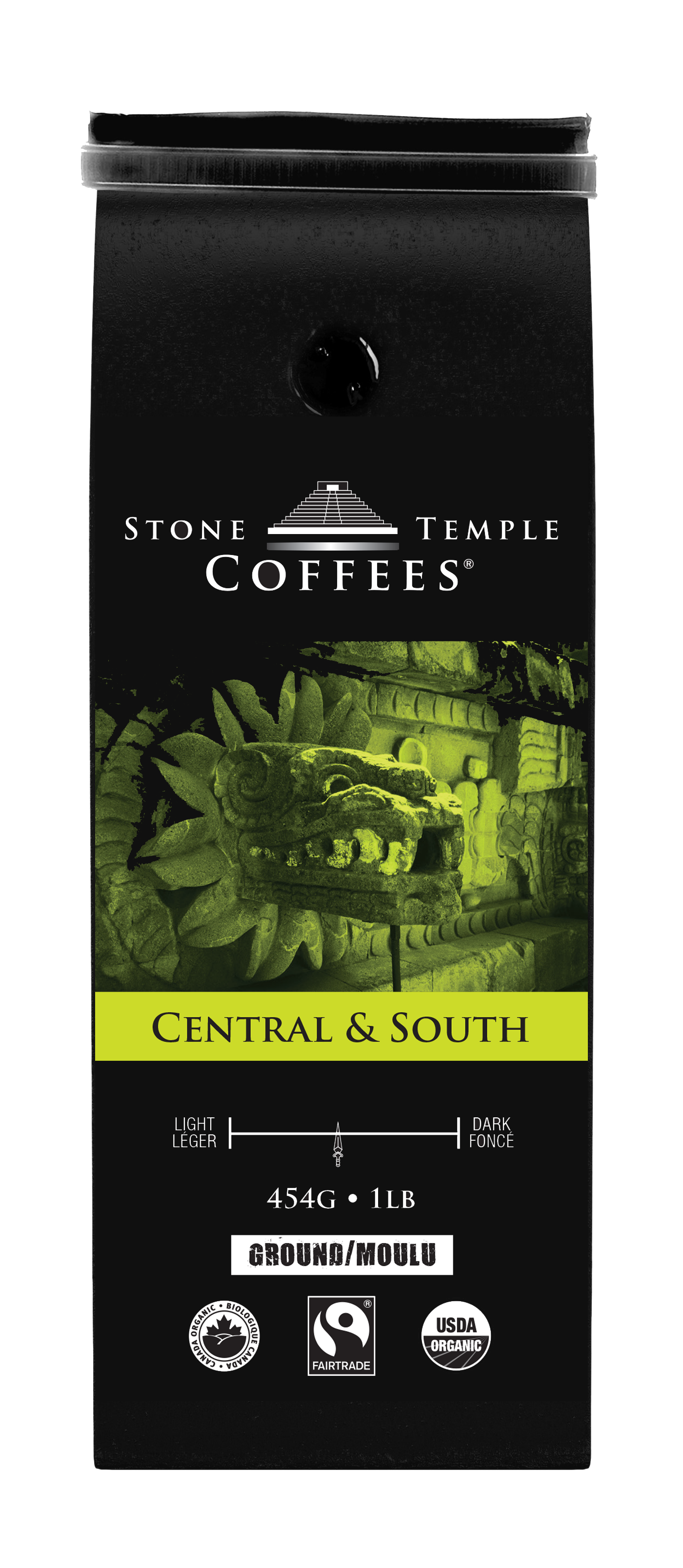 Central & South - Ground, Medium Roast, Certified Organic OCIA/ Fairtrade Coffee 1lb/454g
