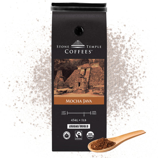 Mocha Java - Ground, Medium Roast, Certified Organic OCIA/ Fairtrade Coffee 1lb/454g