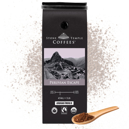 Peruvian Escape - Ground, Medium Roast, Certified Organic OCIA/ Fairtrade Coffee 1lb/454g