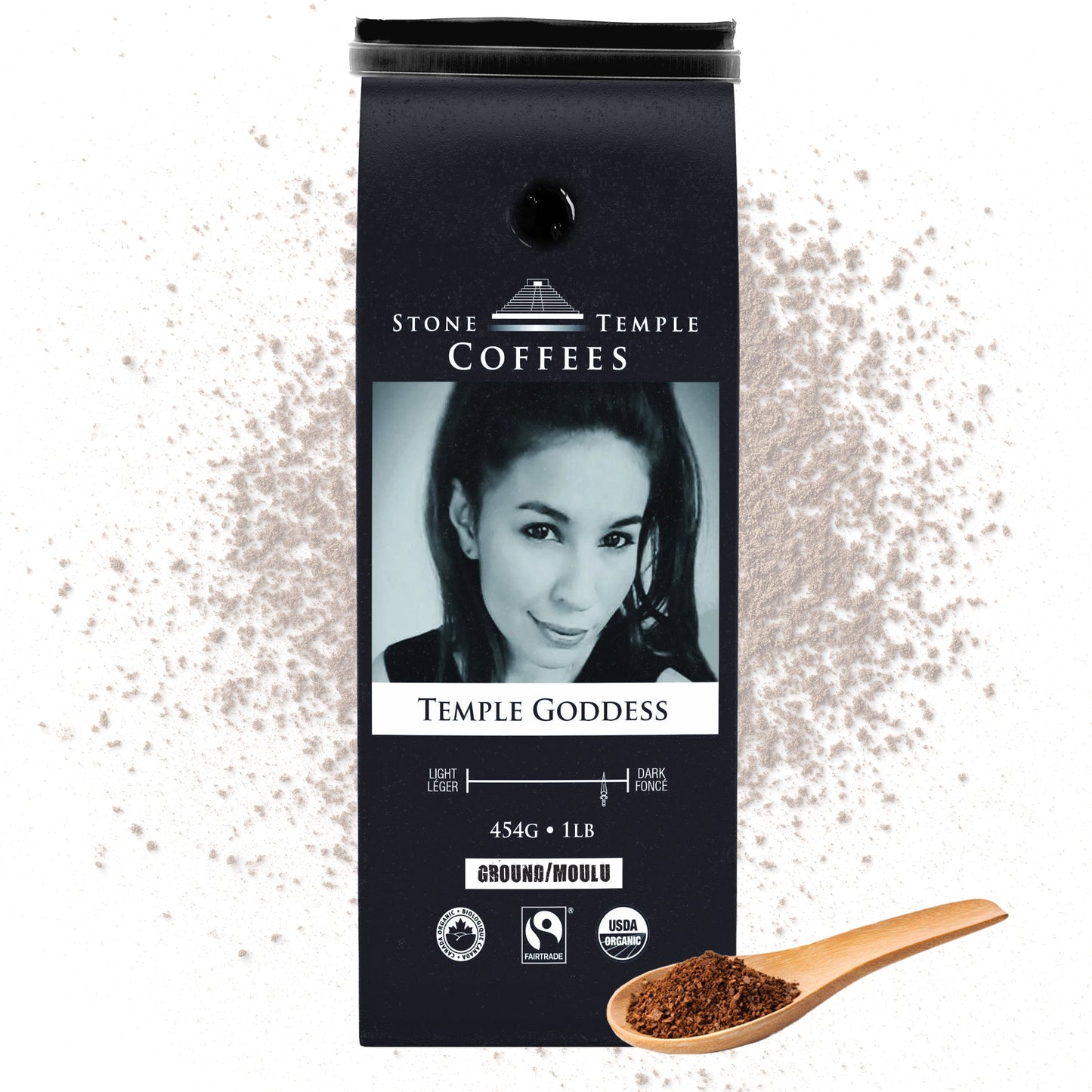 Temple Goddess - Ground, Dark Espresso, Certified Organic OCIA/ Fairtrade Coffee 1lb/ 454g