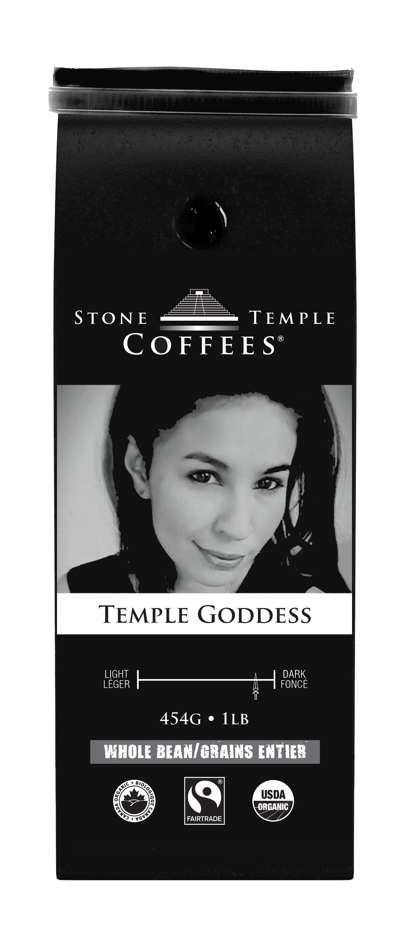 Temple Goddess - Whole Bean, Dark Espresso, Certified Organic OCIA/ Fairtrade Coffee 1lb/ 454g