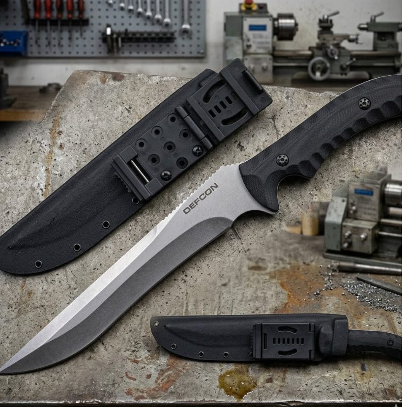 14 1/2" D2 Steel Stonewash Fixed Blade Knife