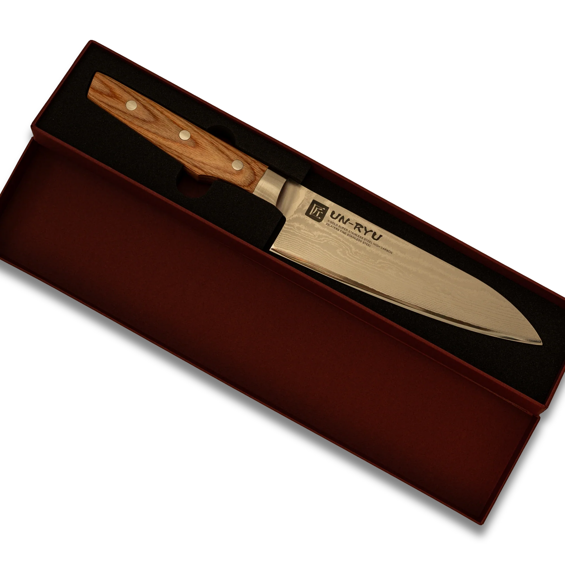 Un‑Ryu VG‑10 33‑Layer 170 mm Santoku Knife Ginza Steel