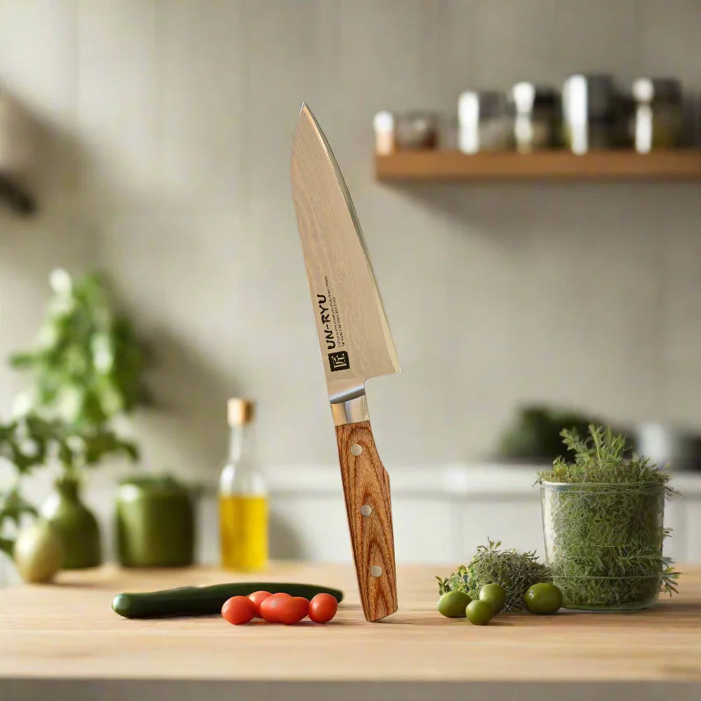 Un‑Ryu VG‑10 33‑Layer 170 mm Santoku Knife Ginza Steel