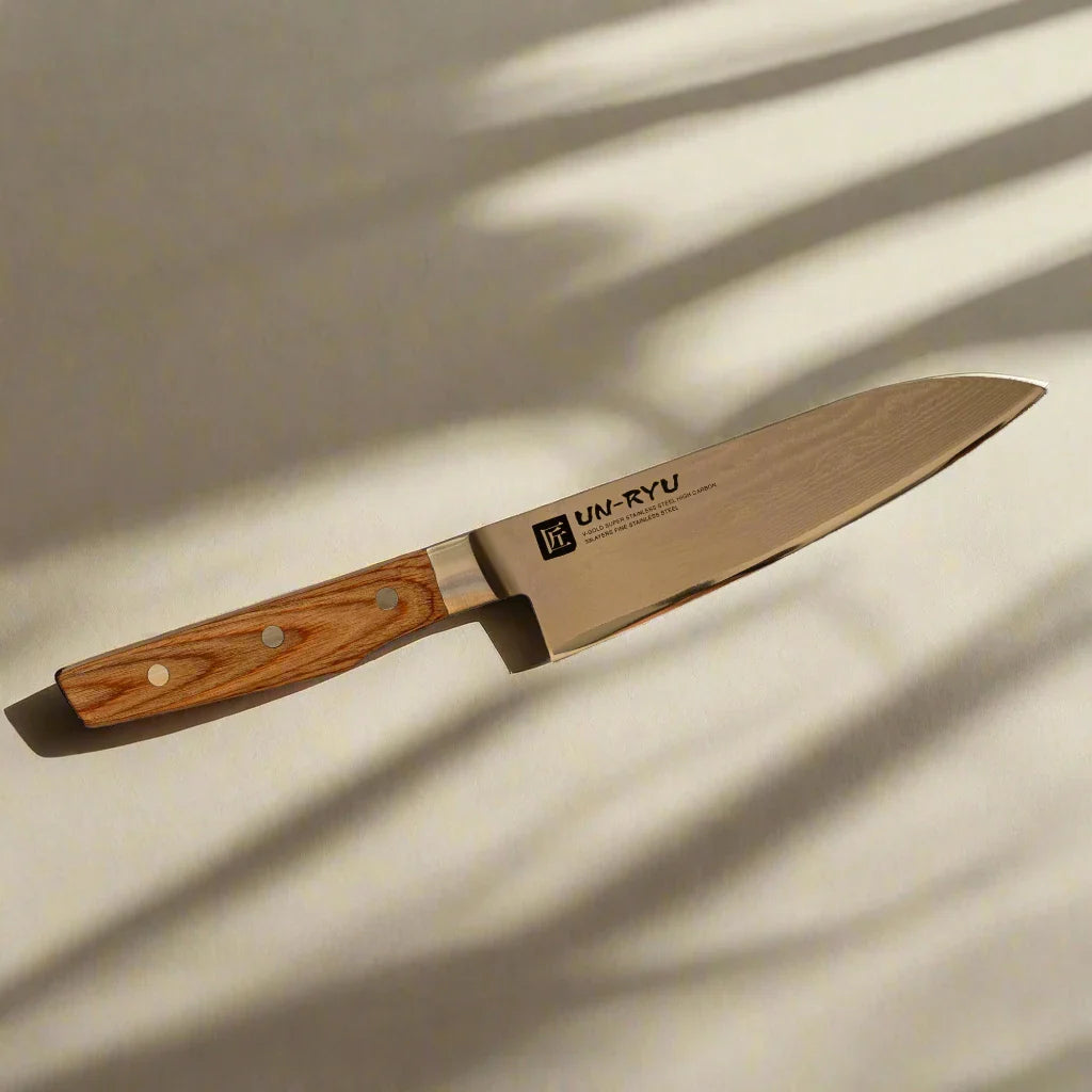 Un‑Ryu VG‑10 33‑Layer 170 mm Santoku Knife Ginza Steel
