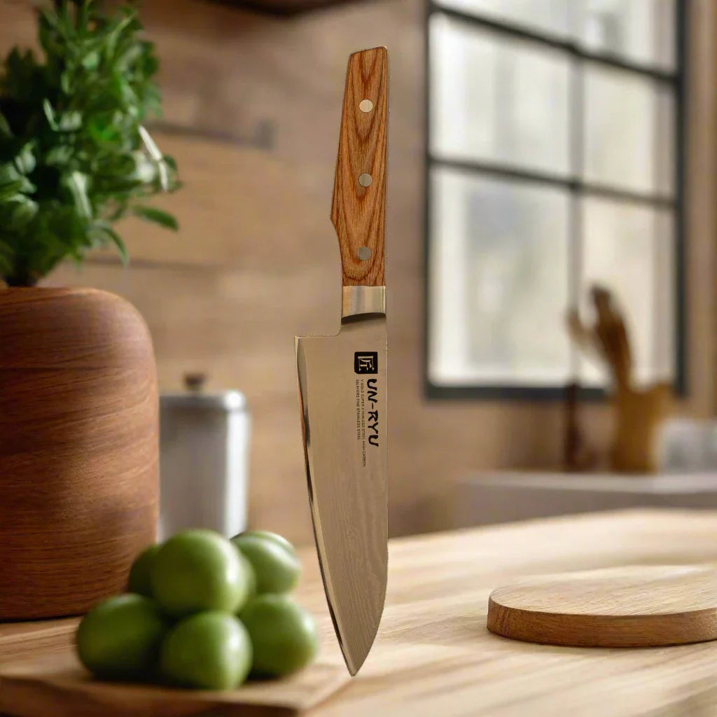 Un‑Ryu VG‑10 33‑Layer 170 mm Santoku Knife Ginza Steel