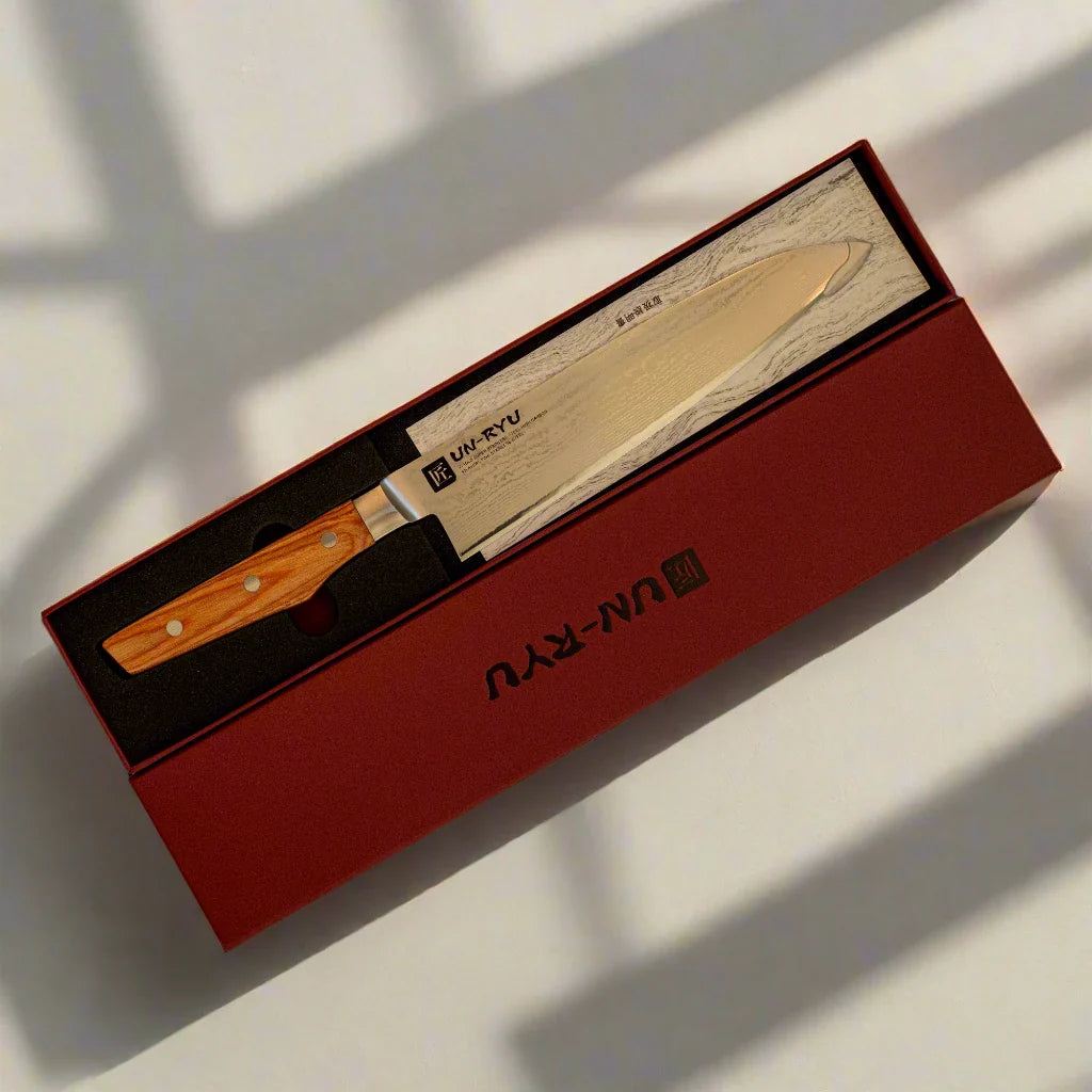 Un‑Ryu VG‑10 33‑Layer 210 mm Gyuto Knife Ginza Steel