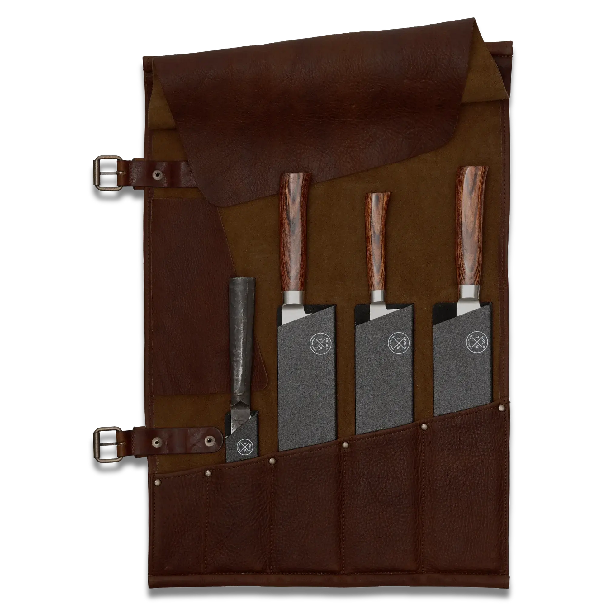 WITLOFT -  Handmade leather Knife Role ( 5 Compartments) Ginza Steel