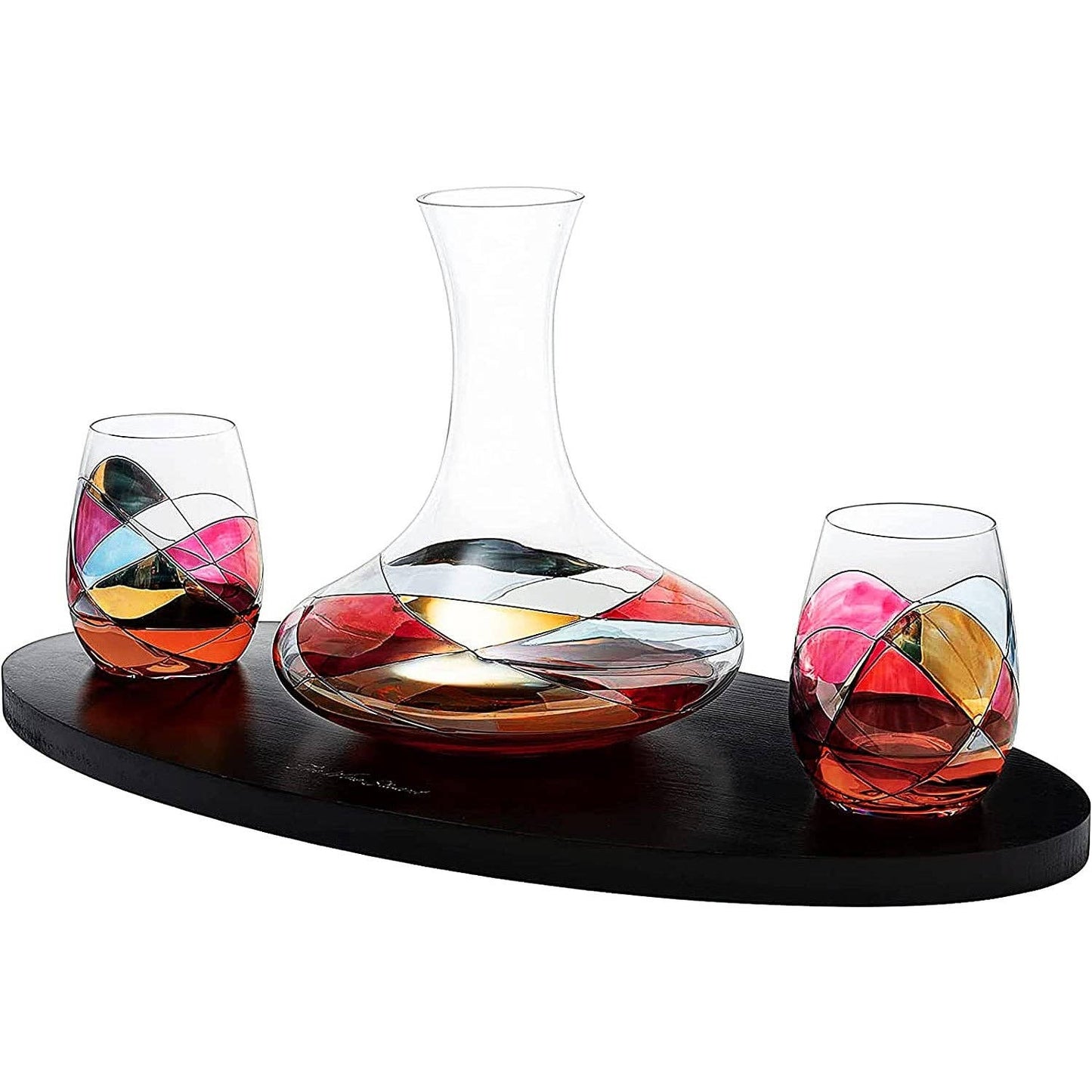 Artisanal Hand Painted Stemless Renaissance Stain-glassware