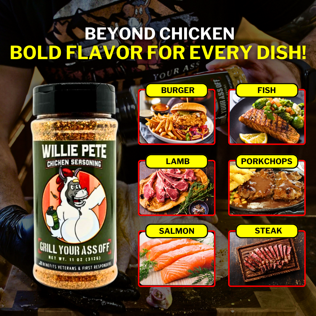 Willie Pete Chicken Seasoning - Poultry, Garlic, Pepper Grill Your Ass Off - Spices, Rubs, Seasonings, Sauces, Jerky