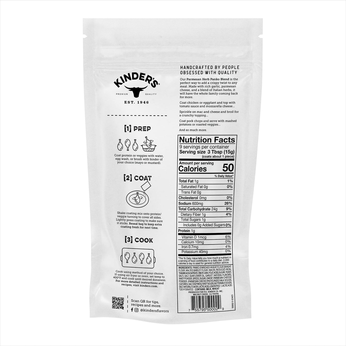 Kinder's Parmesan Herb Seasoned Panko Bread Crumb Coating, 5 oz SlobsRus BBQ