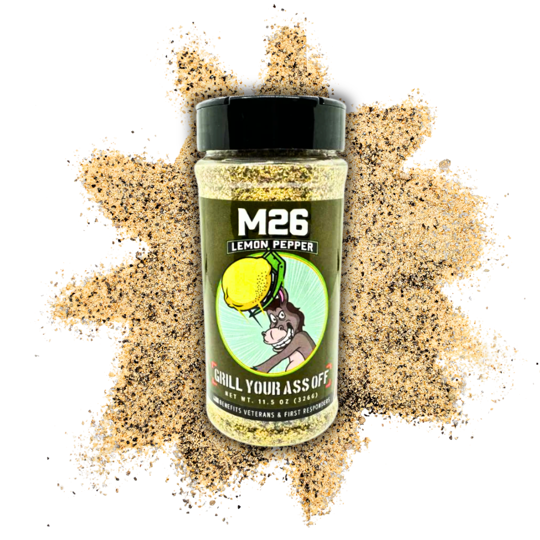 M26 Lemon Pepper Seasoning – Bold Citrus & Pepper Blend Grill Your Ass Off - Spices, Rubs, Seasonings, Sauces, Jerky