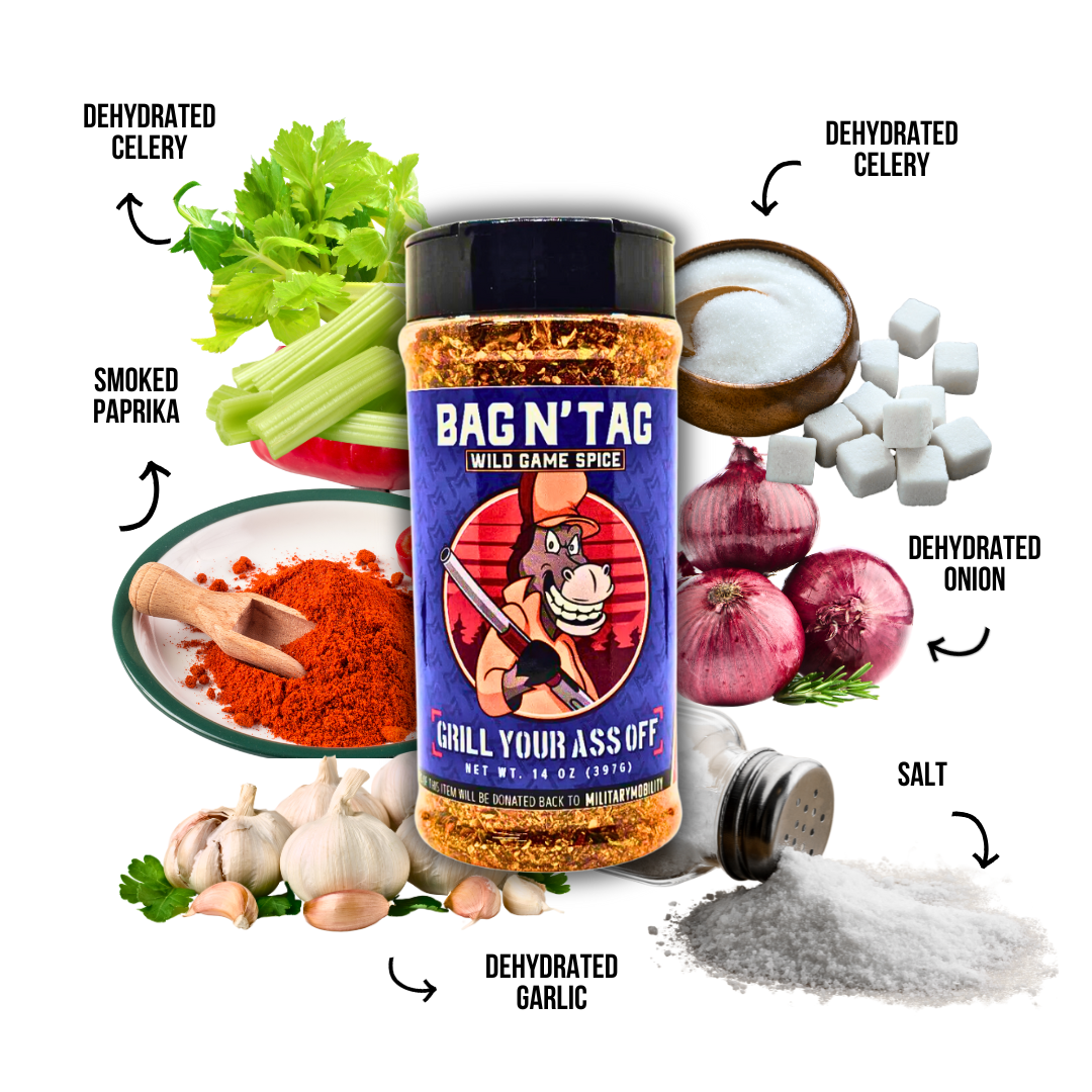 Bag N' Tag Wild Game Seasoning – Bold & Smoky Grill Blend Grill Your Ass Off - Spices, Rubs, Seasonings, Sauces, Jerky
